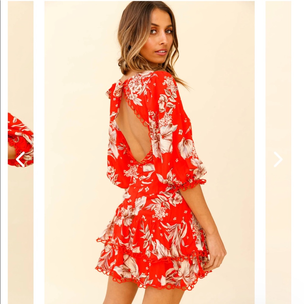 Selfie Leslie Red Floral Dress #106
